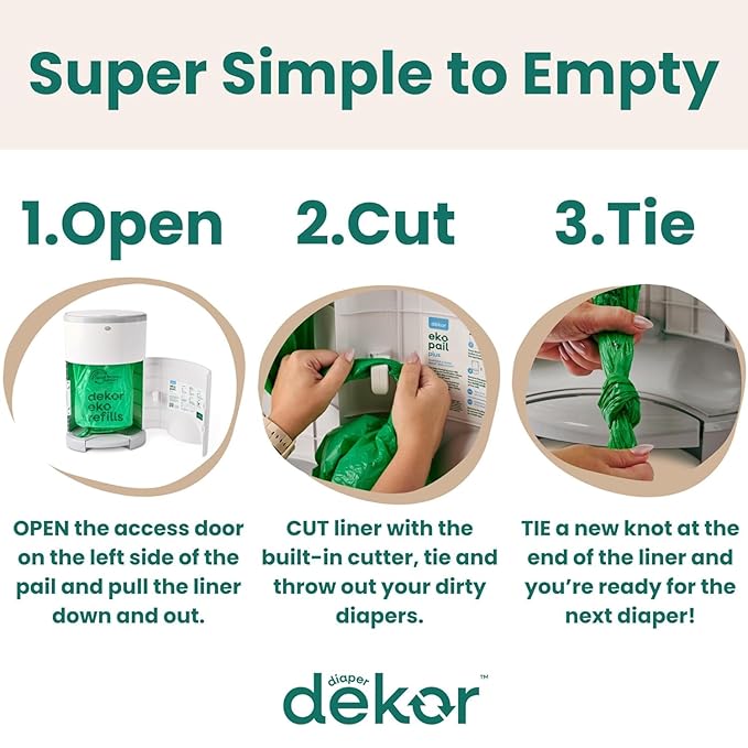Diaper Dekor EKO Classic Diaper Pail Gift Set, White ONLY Eco-Friendly Diaper Pail Made with 70% Recycled Materials Comes with up to a Year's Supply Worth of Diaper Dekor Refills!