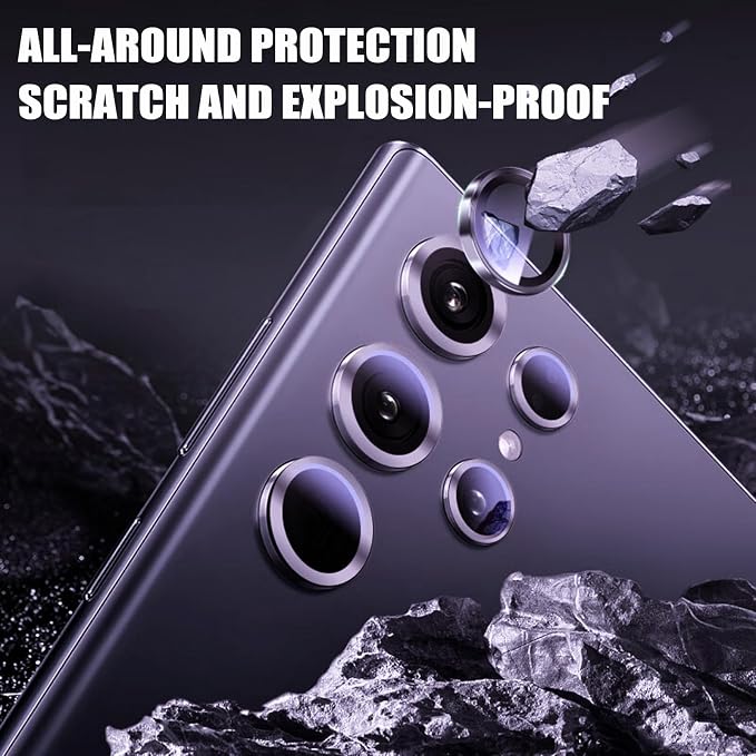2 Pack Camera Lens Protector for Samsung Galaxy S24 Ultra, 9H Tempered Glass