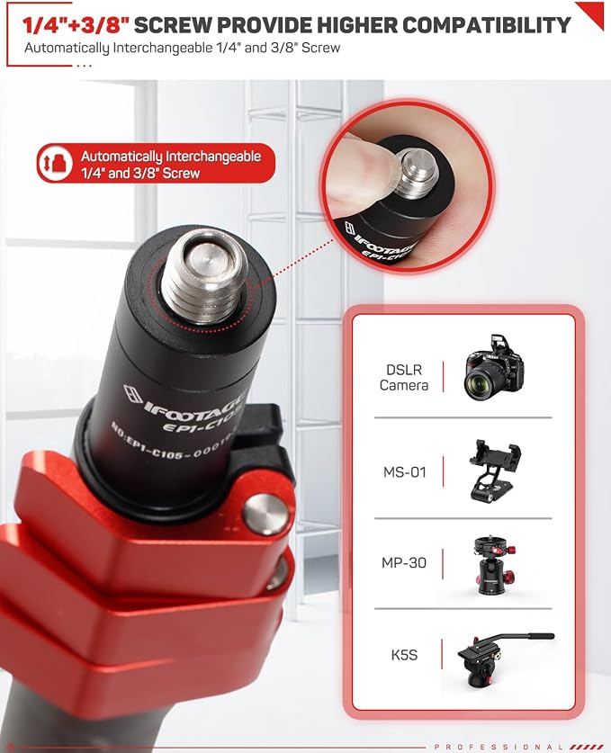IFOOTAGE Carbon Fiber Camera Pole, 37-108cm/14.6-42.5in Extension Tube