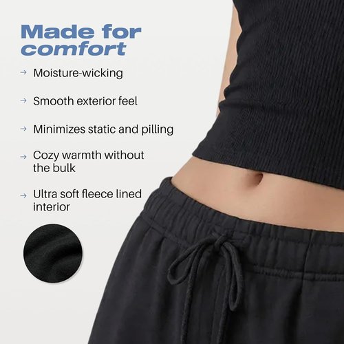 Common Stitch Fleece Joggers for Women - Slim Fit, Deep Pockets, Elastic Drawstring Waist | 3 Pack