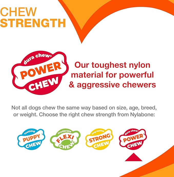 Nylabone Power Chew Original Bone - Durable & Tough Chew Toys for Aggressive Chewers - Durable Dog Toy for Medium Breeds - Original Flavor, Medium, Up to 35 Ibs. (1 Count)