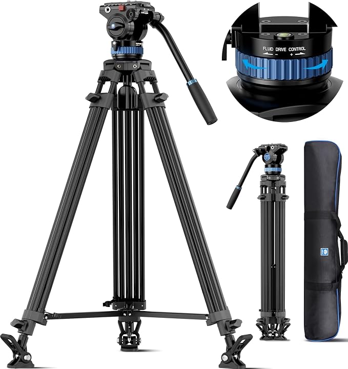 SIRUI AM-25S Video Tripod, 74.8" Professional Heavy Duty Tripod