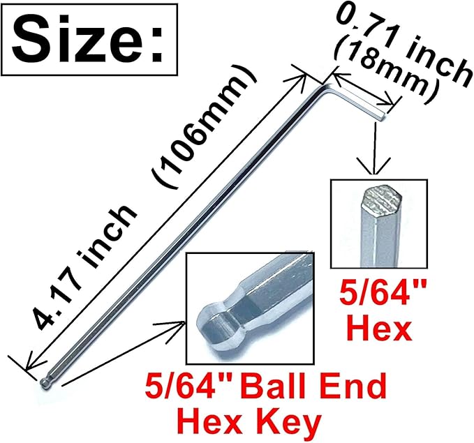10pcs 5/64 Ball End Allen Wrench sets,5/64" Hex Key Wrench set,allen key Door Key L Shaped hex wrench set with Long Arm.