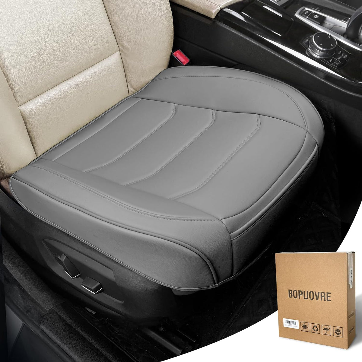 BOPUOVRE Car Seat Cover for Luxury & Comfort PU Leather