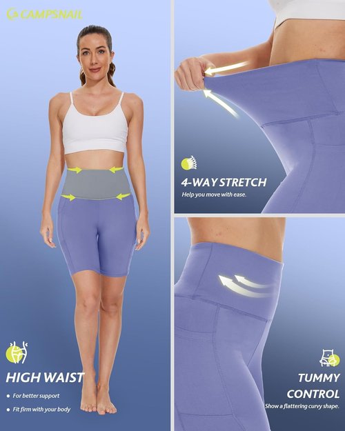 CAMPSNAIL Biker Shorts for Women - High Waisted Tummy Control with Pockets | 3"/5"/8" Sizes Available