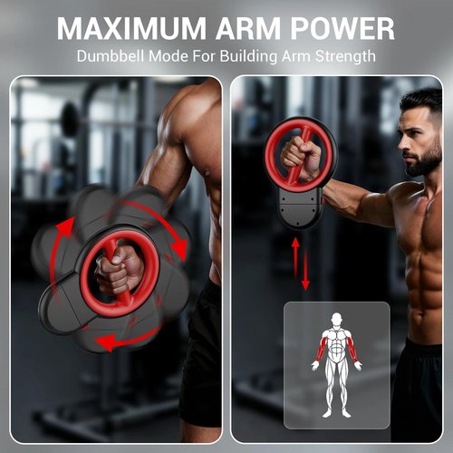 ADISTAR 3-IN-1 Forearm Strength Trainer - 360° Rotator Burn Machine, Dumbbell & Chest Expander, Arm Exercise Equipment Adjustable Resistance, Portable Shoulder Strength Training for Upper Body (Black)