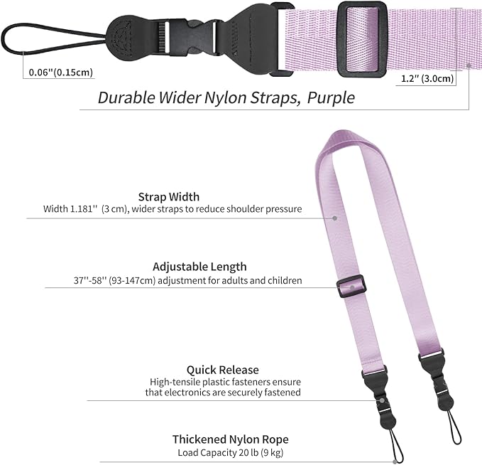 FIEIL Nylon iPad Strap, Adjustable Camera Neck Strap, Comfortable Shoulder Strap