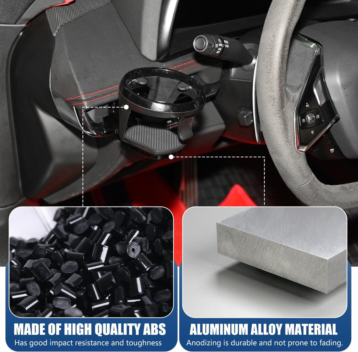 Car Cup Holder for Corvette C8 Stingray Z51 2020+,for C8 Z06 2023+/E-ray 2024+,Center Console Dashboard Expander Mug Drink Holder Insert Door Expansion CupHolders Water Bottle Accessories