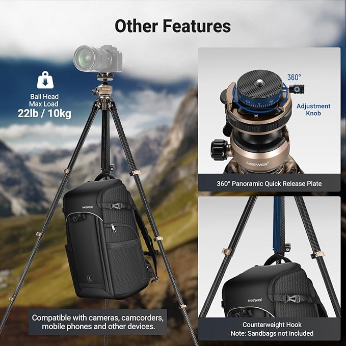 NEEWER LITETRIP Carbon Fiber Travel Tripod