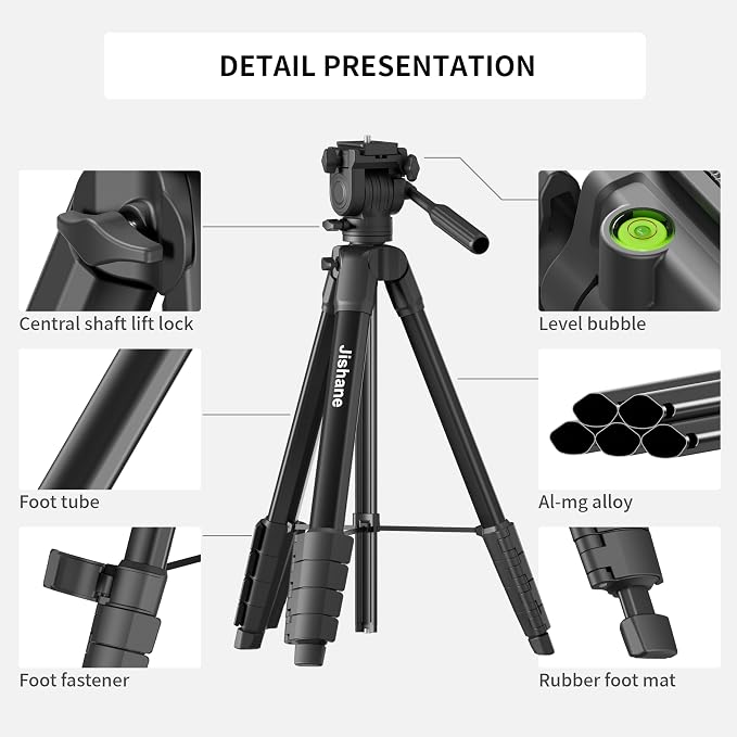 Camera Tripod, Travel Tripod for Camera Canon EOS Rebel Nikon, Compatible