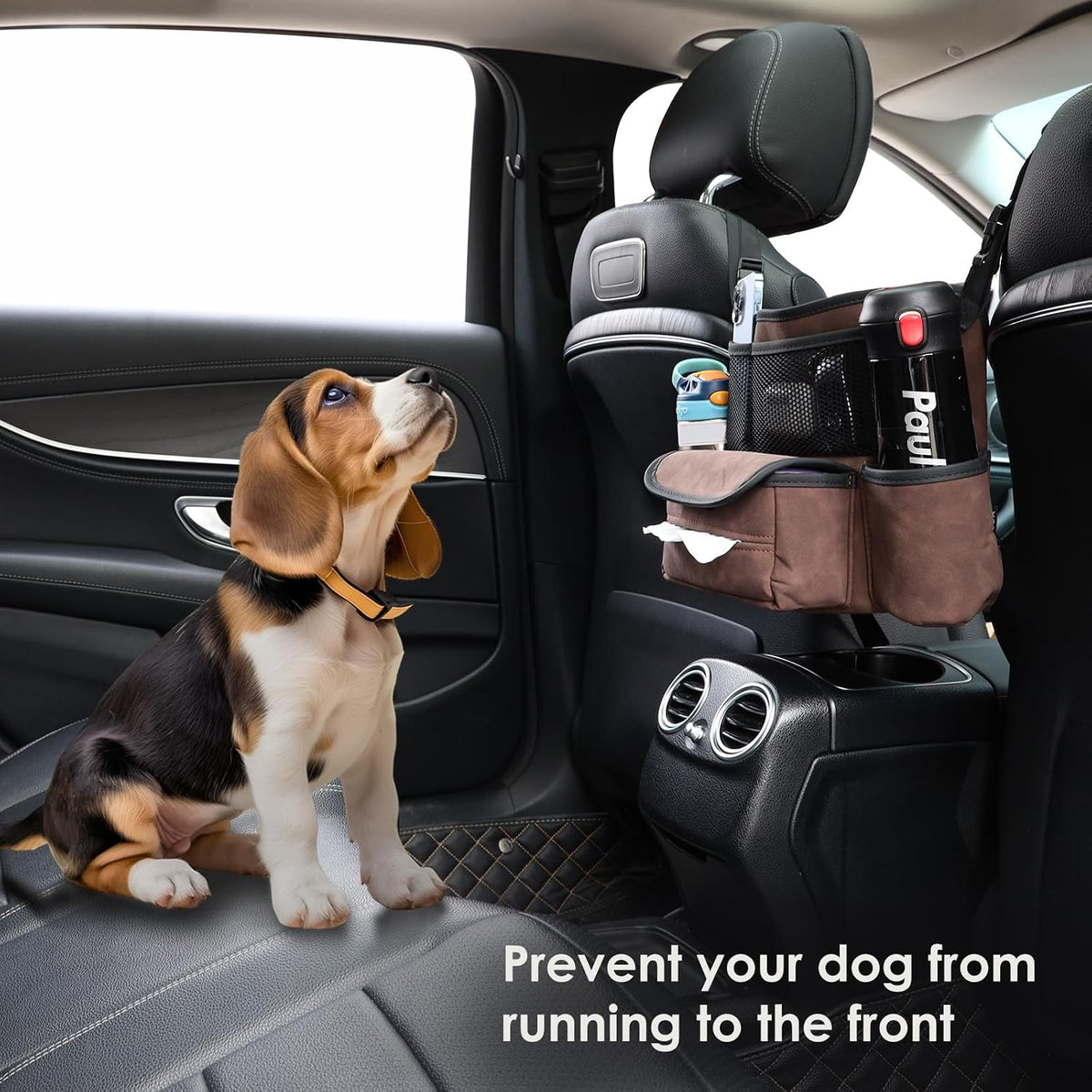 Leather Car Seat Organizer for Handbag/Purse – Fits Between Front Seats, Holds Wallet, Phone & Essentials. (Modle A/Brown)
