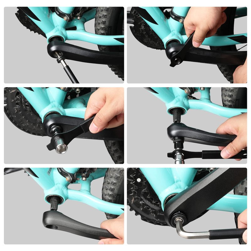 Oumers Bike Crank Puller Tools Set, Bike Crank Arm Remover + Bottom Bracket Removal + Spanner Wrench + Hexagonal Wrench + Bicycle Crank Arm + hex Head Crank arm Bolts for Repair Bike