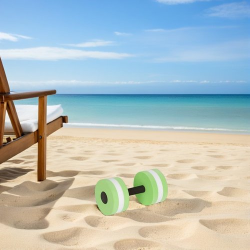 2Pcs Aquatic Exercise Dumbbells EVA- Foam Water Weights Water Dumbbells Aquatic Fitness Equipment for Aerobics (Green)