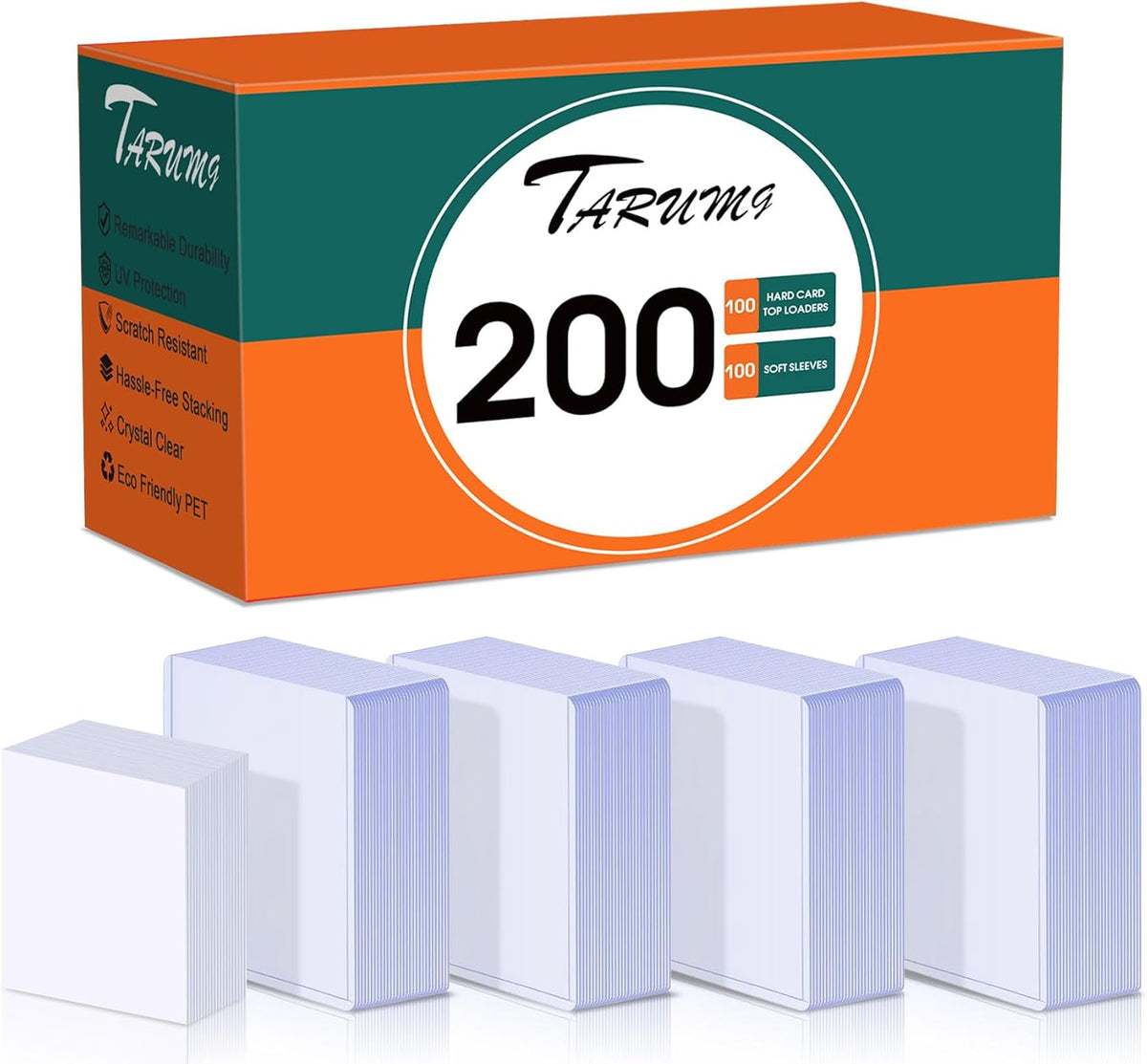 TARUMG Premium Baseball Card Sleeves - 200 Top Load Protectors for Trading Cards | 3" x 4" Standard Size