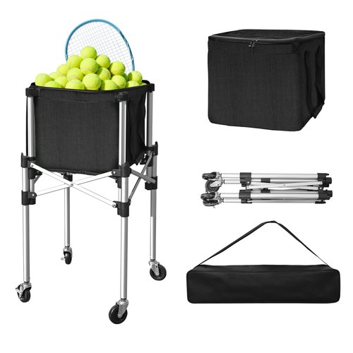 NEESEEYEE Retractable Tennis Ball Hopper Holds 180 Balls, Upgraded Tennis Ball Basket, Easy to Use Without Installation for Tennis Training and Teaching