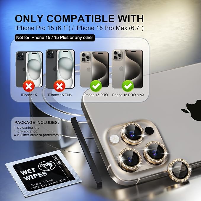 Choiche Compatible for iPhone 15 Pro/iPhone 15 Pro Max Camera Lens Protector
