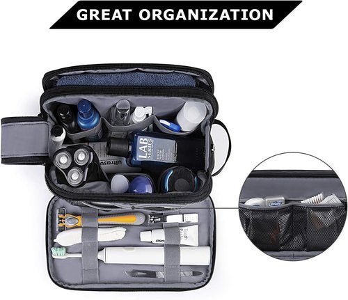 BAGSMART Toiletry Bag - Water-Resistant Travel Organizer Dopp Kit for Men | Medium Black