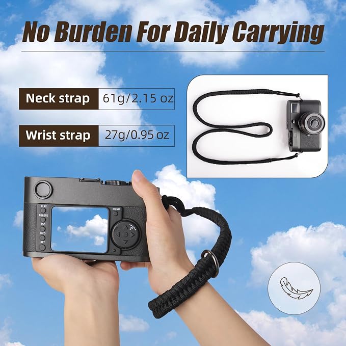 ARVOK 2 Pack Camera Strap with Camera Wrist Strap, 110cm Climbing Rope Camera