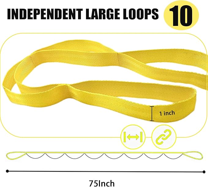 Stretching Strap Yoga Strap with Loops, Stretch Straps for Physical Therapy, Non-Elastic Exercise Strap for Pilates, Dance and Gymnastics with Workout Guide
