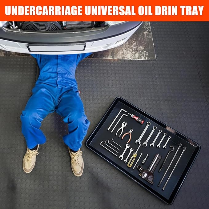 3-Pack Oil Drip Pan for Under Car(35.4 x 24 x 1.6 Inch) Flexible Oil Trays with Felt Mat, Large Leak-Proof Drip Pan for Car Oil Changes, Engine Maintenance, Pet Cleaning, and Home Appliance Repair