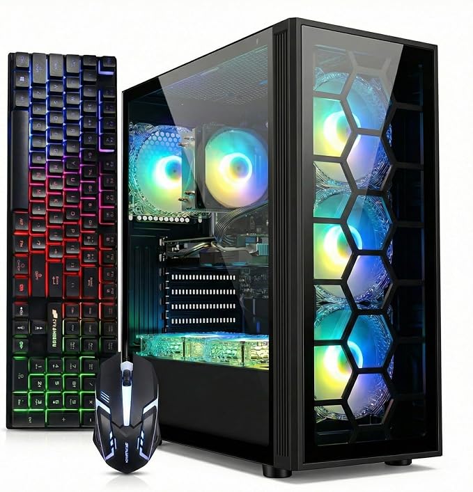 STGAubron Gaming PC Desktop,Core I7,RTX 3050 6G,32G RAM,1TB SSD | Gaming Computer Tower for Streaming,Video Editing,Home,School,I7 up to 3.9G,ARGB Fan,WiFi 6,BT 5.0,4K DP,HDMI,Win11 Home