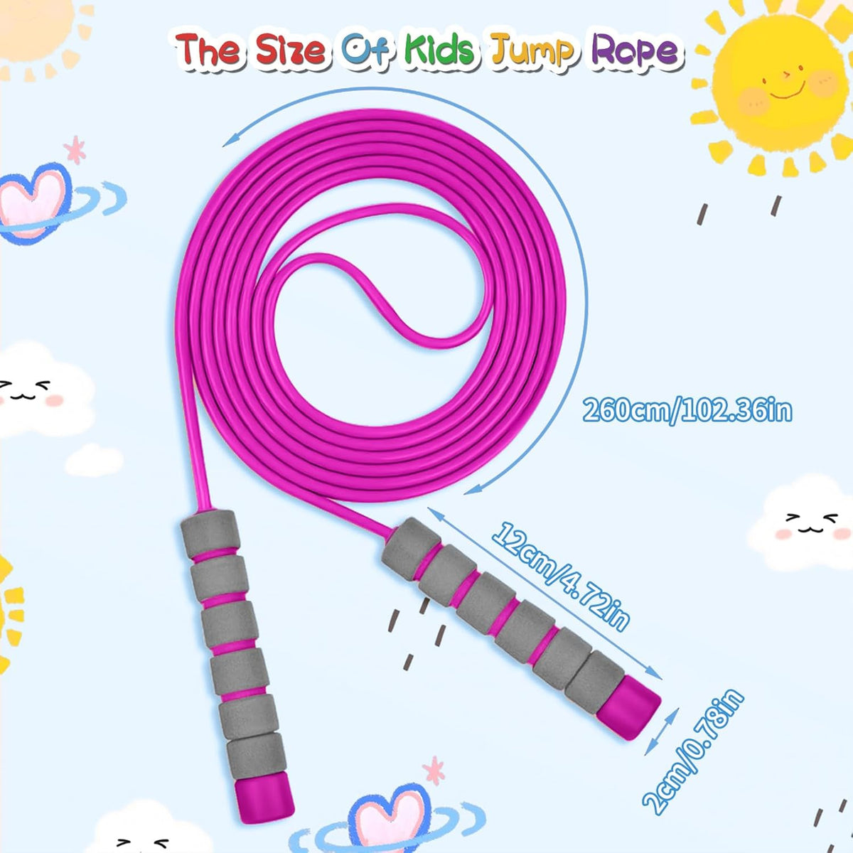 Skiennix Adjustable Jump Rope for Kids | Soft Foam Handles for Comfortable Skipping - Perfect for Outdoor Fitness