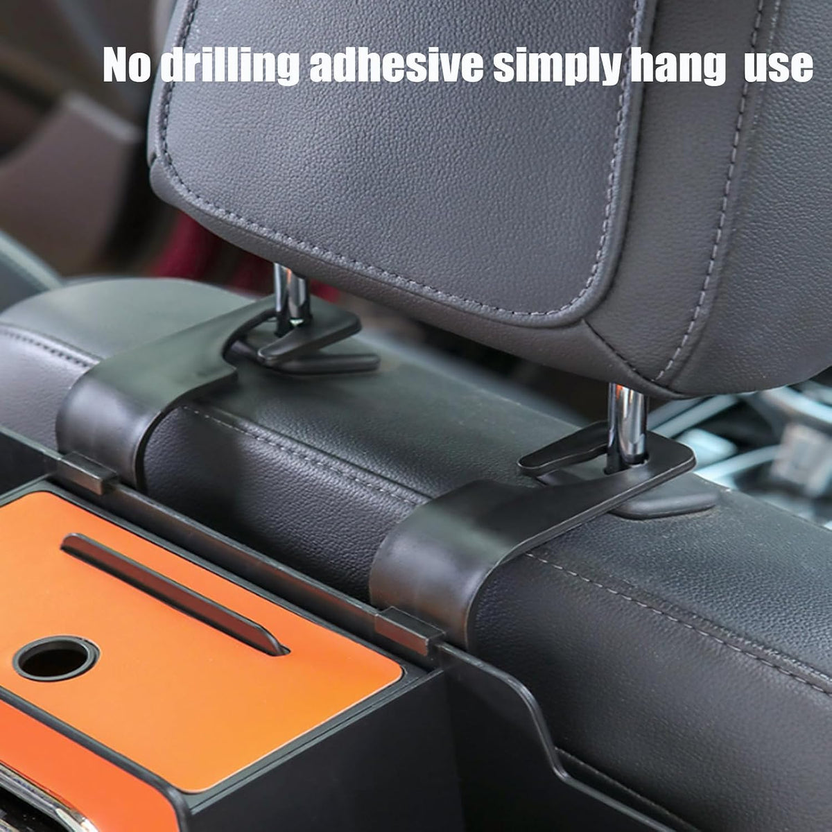 3 in 1 Car Backseat Organizer with Cup Holder, Leather Multifunctional Seat Back Storage with Tissue Box, Phone Holder and Hooks, for Hold Phones, Snacks, Drinks, and Handbags (White,2PCS)