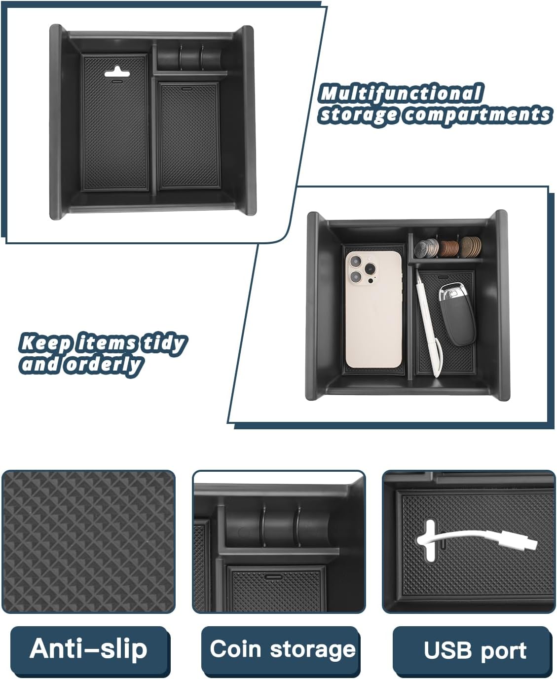 Ruiya 2014-2024 4Runner Console Organizer for Toyota 4Runner 5th Gen Accessories ABS Material Armrest Console Glove Tray Compatible with 2014-2024 Toyota 4Runner