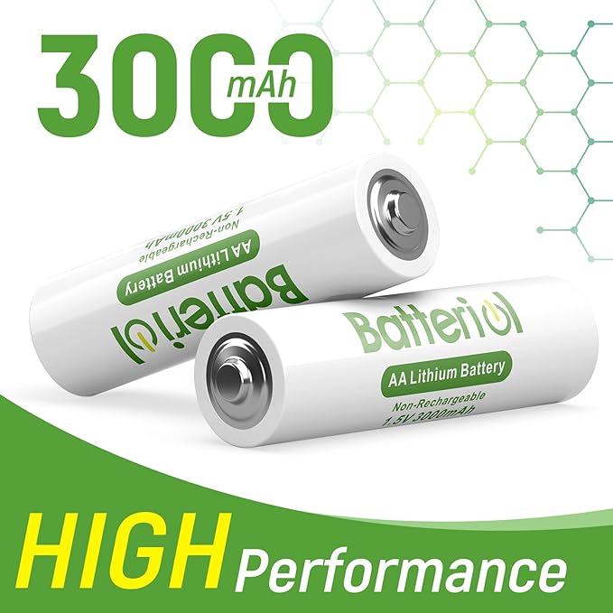 Lithium Batteries AA, Double A Batteries 3000mAh 1.5V Long Lasting
