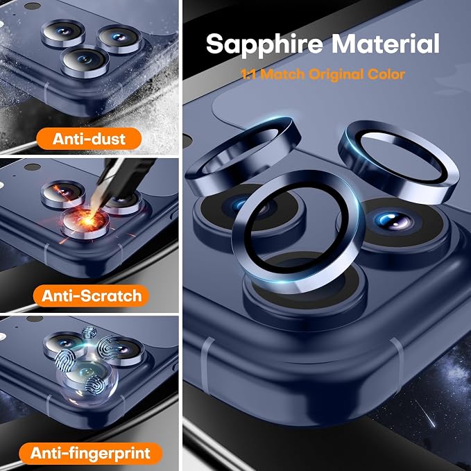 for iPhone 17 Pro/iPhone 17 Pro Max Camera Lens Protector, Tempered Glass