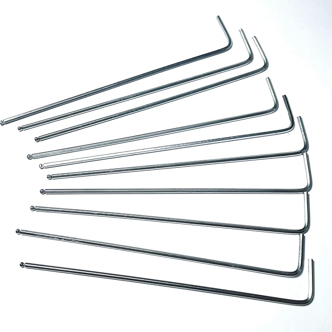 10pcs 1/16 Ball End Allen Wrench sets,1/16" Hex Key Wrench set,allen key Door Key L Shaped hex wrench set with Long Arm.