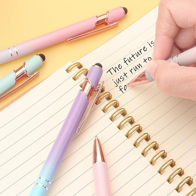 Bribobo 6 Pack Ballpoint Pen 2-in-1 Stylus Retractable Ballpoint Pen