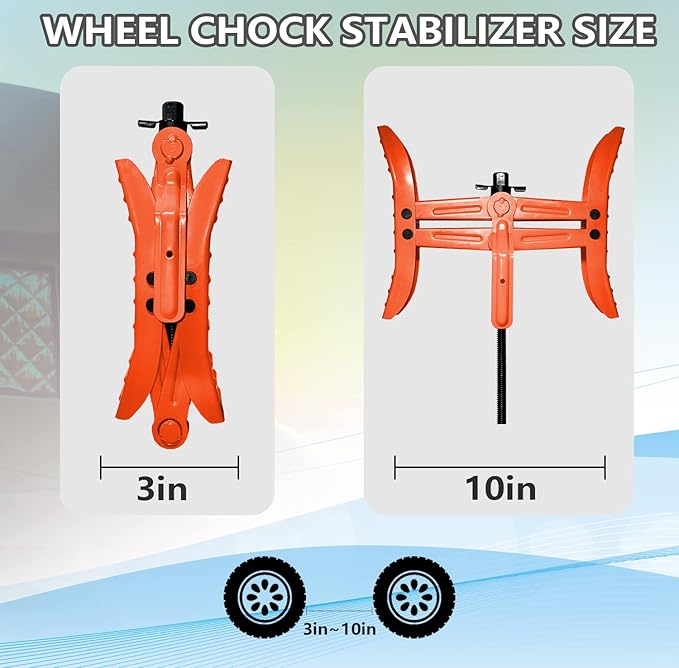RV Wheel Chock Stabilizers,Camper Heavy Duty Tire Chock Stabilizers,Travel Trailers Wheel Chock Scissor 2 Sets with Ratchet,hex Socket,Gloves (RED)