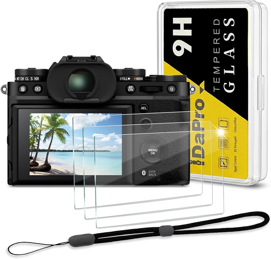 iDaPro Screen Protector for Fujifilm X-T5 Fuji XT5 + Hand Lanyard, Tempered