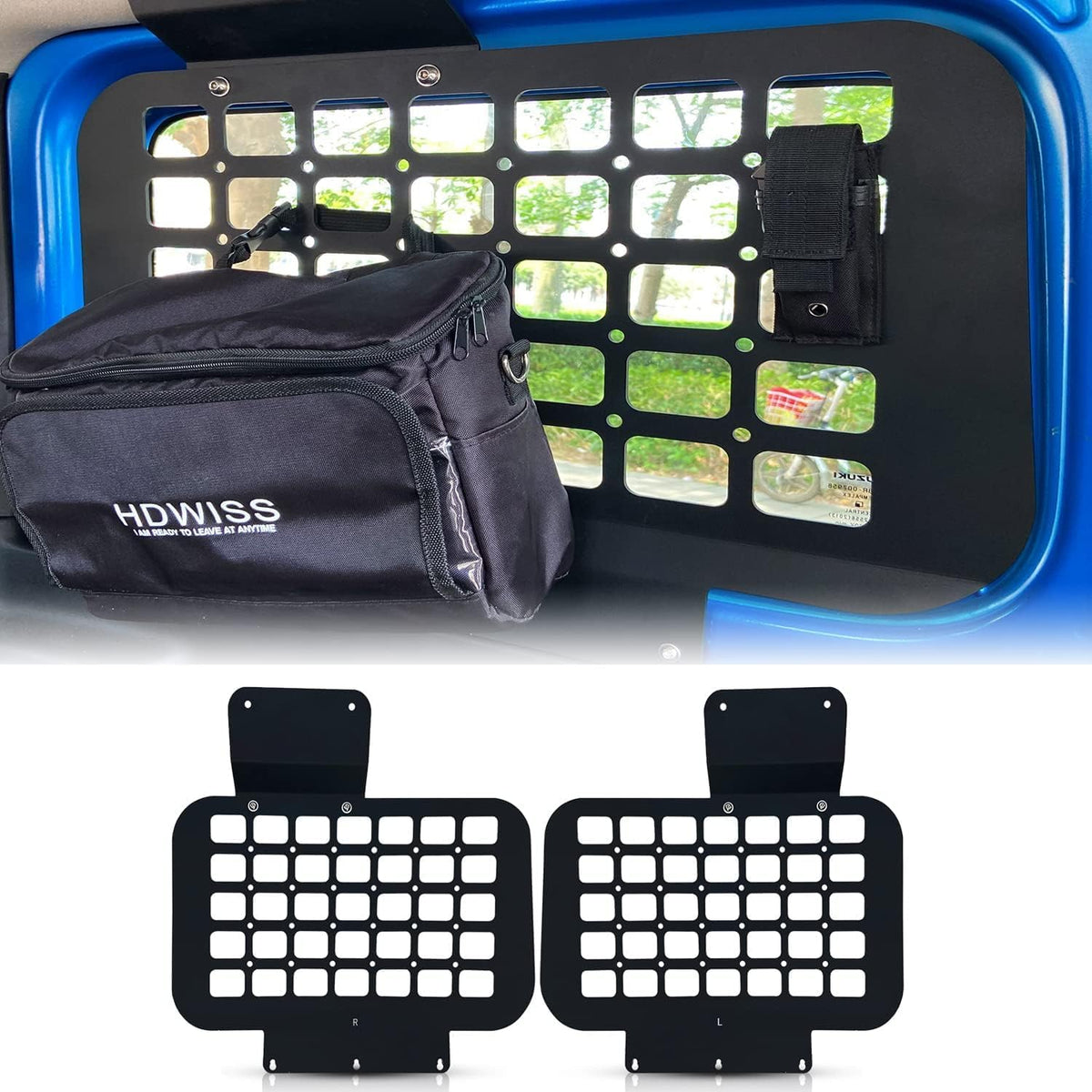 Rear Window Molle Panel Modular Storage System for Suzuki Jimny JB64 Sierra JB74 Interior Cargo Rack for Trunk Installed on Both Sides Rear Window Cargo Luggage Storage Carrier 2018-Current