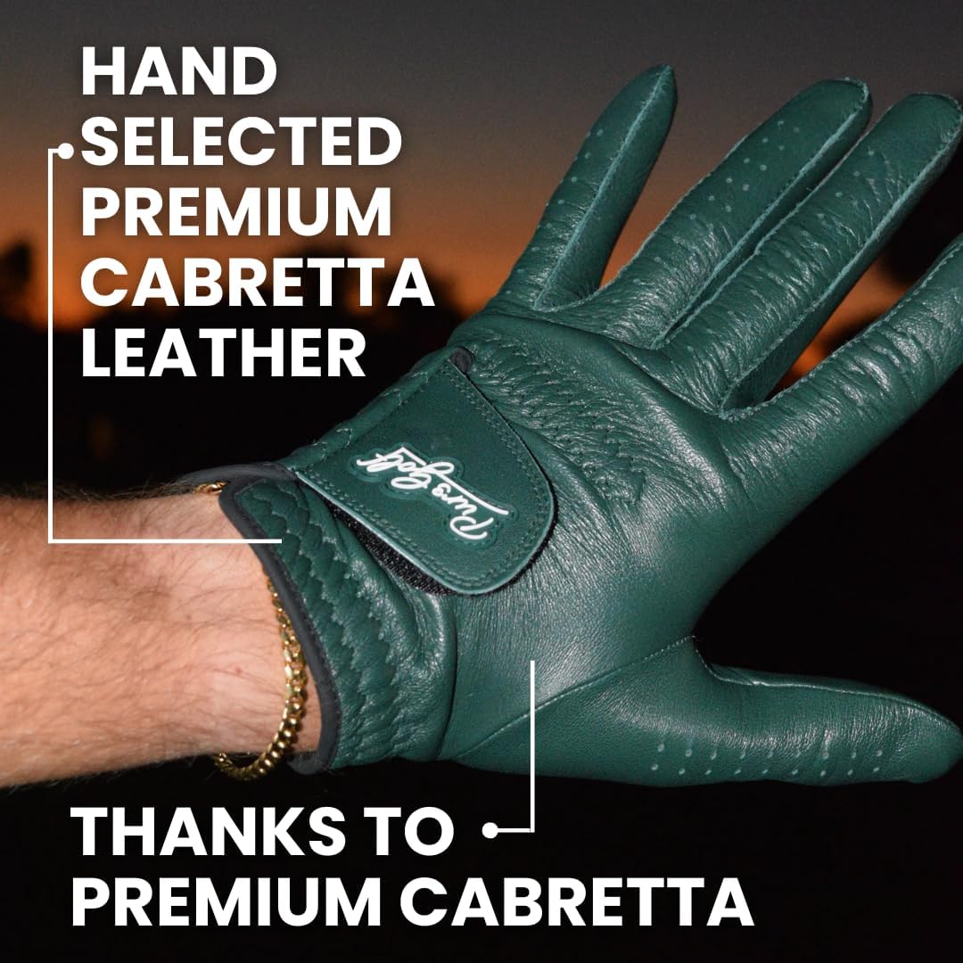 PUR3 Cabretta Leather Golf Gloves - 2 Pack Heritage Collection with Putting Aim Ball Marker | Men's Left & Right Hand