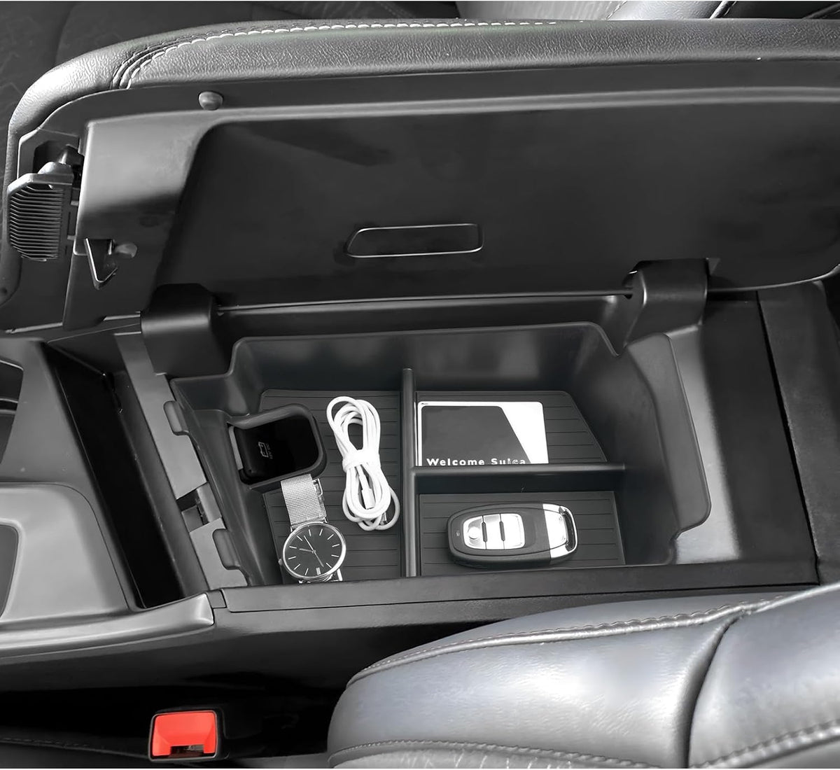 LUWU 2024-2027 Charger Daytona Center Console Organizer for 2024 2025 2026 2027 Charger Daytona R/T Scat Pack Accessories OEM Fit Armrest Console Storage Box Insert Tray Durable ABS Material Black