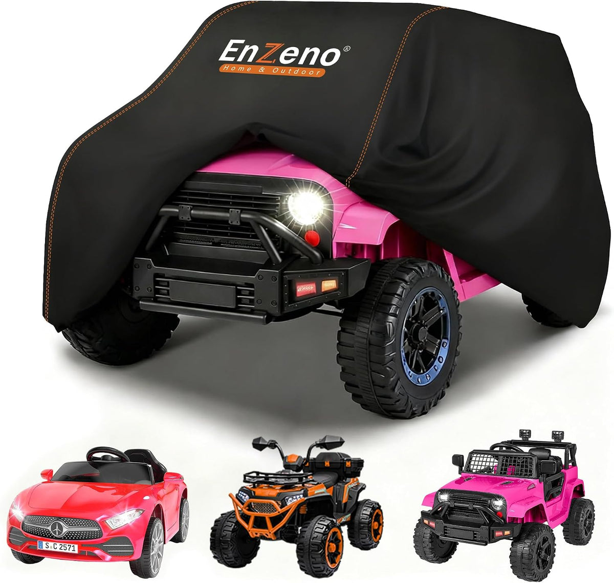 Enzeno Kids Ride-On Toy Car Cover,Power Wheels Cover Waterproof,Outdoor Toy Car Cover for Power Wheels Jeep & Toddler Electric Vehicles,All-Weather Protection,Universal Kid Ride-on Accessories