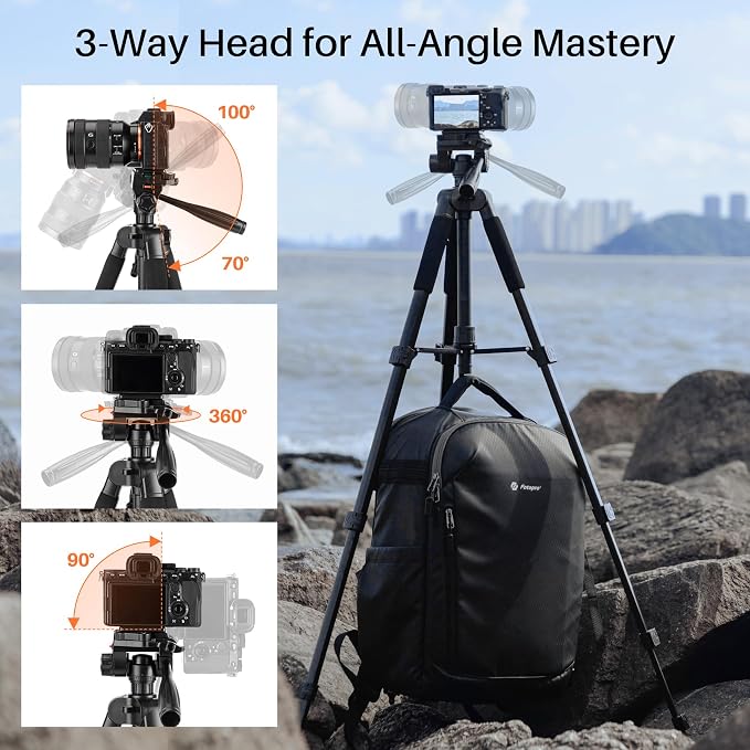 Fotopro 69'' Camera Tripod Lightweight Portable Travel Tripod