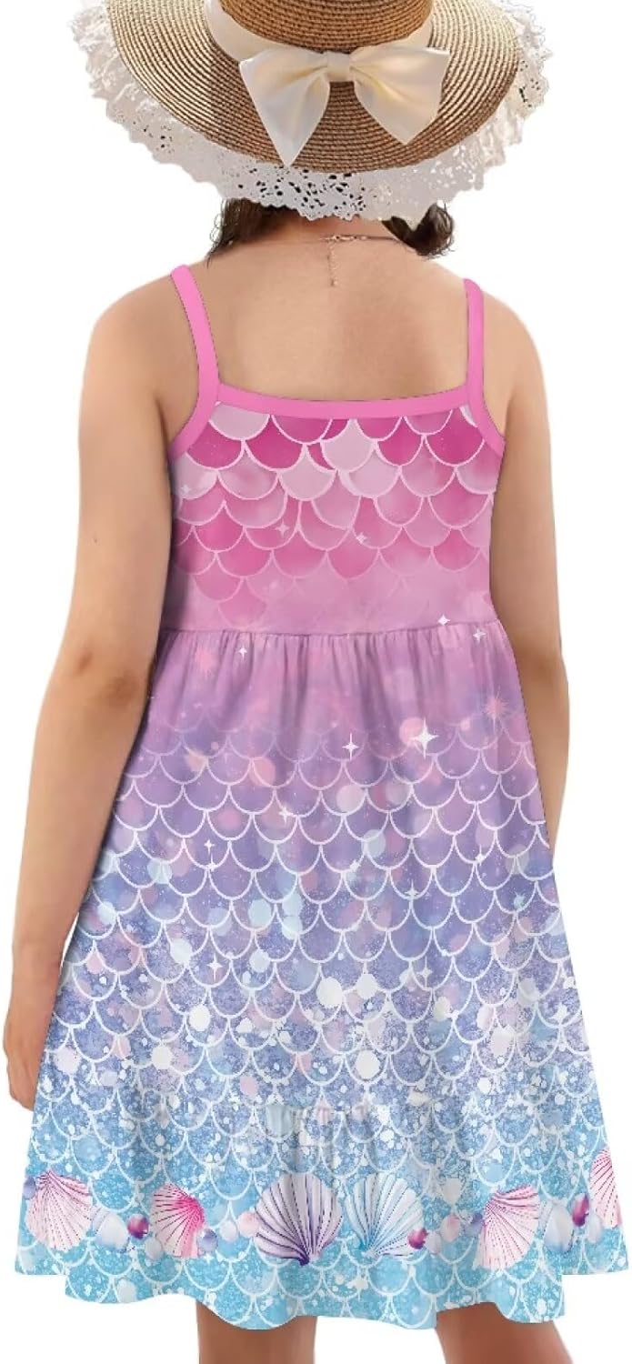 Youngerbaby Spaghetti Strap Midi Dress for Toddler Girls | Back to School Sundress (3-14T)