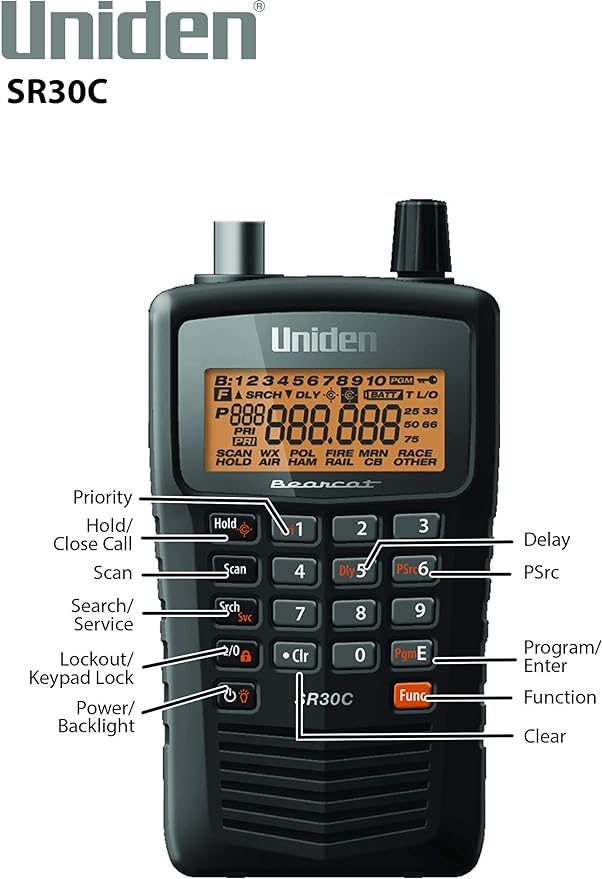 Uniden Bearcat SR30C, 500-Channel Compact Handheld Scanner, Close Call RF