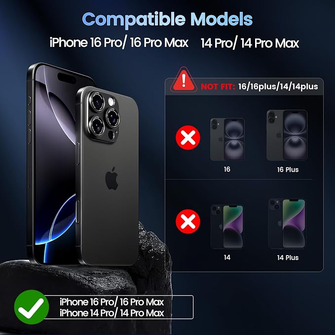 CACOE Camera Lens Protector for iPhone 14 Pro/14 Pro Max/16 Pro/16 Pro Max