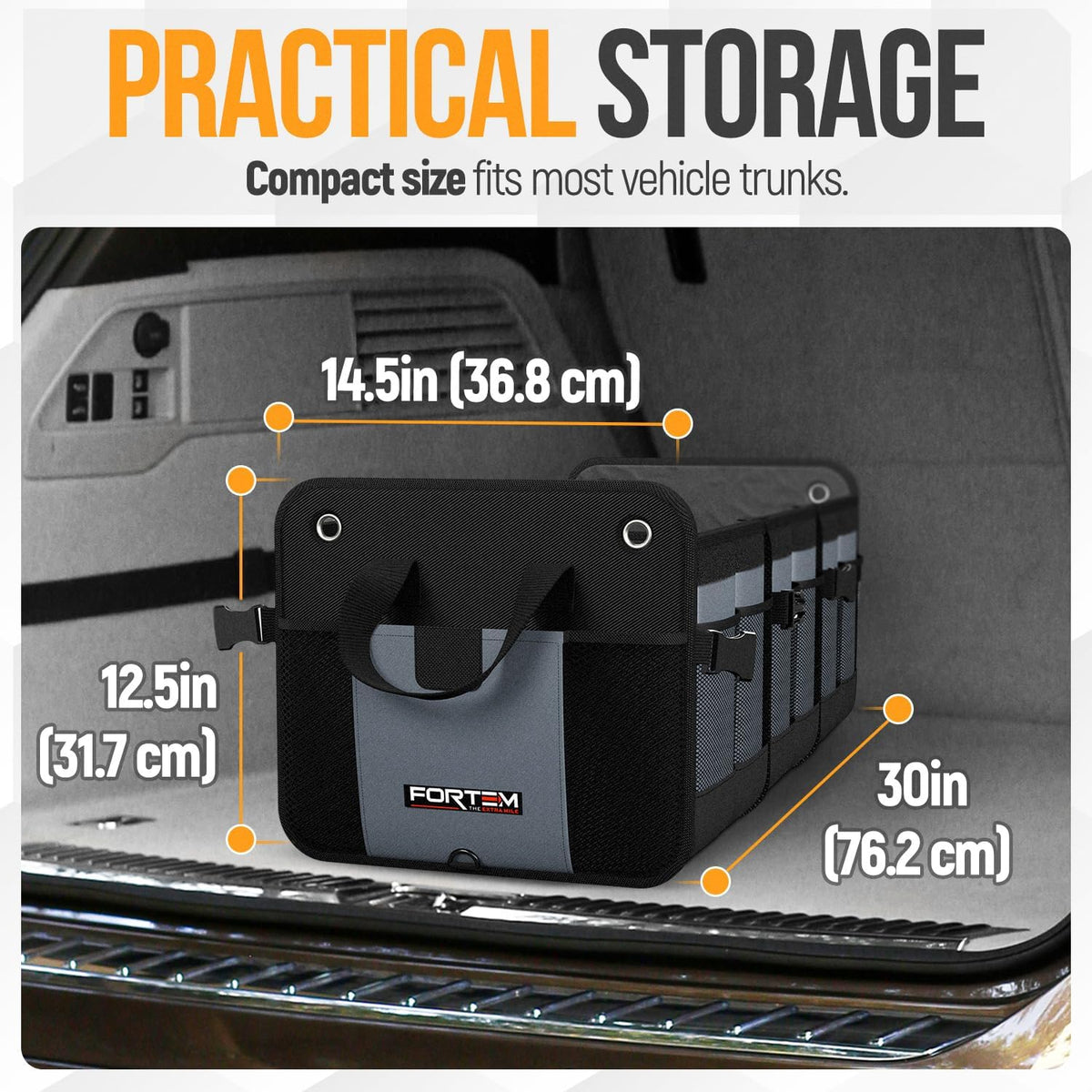 FORTEM Trunk Organizer - Collapsible Car Organizer & Storage Bag for SUVs
