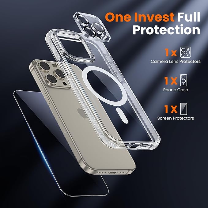 toushion 3 in 1 for iPhone 15 Pro Case Clear