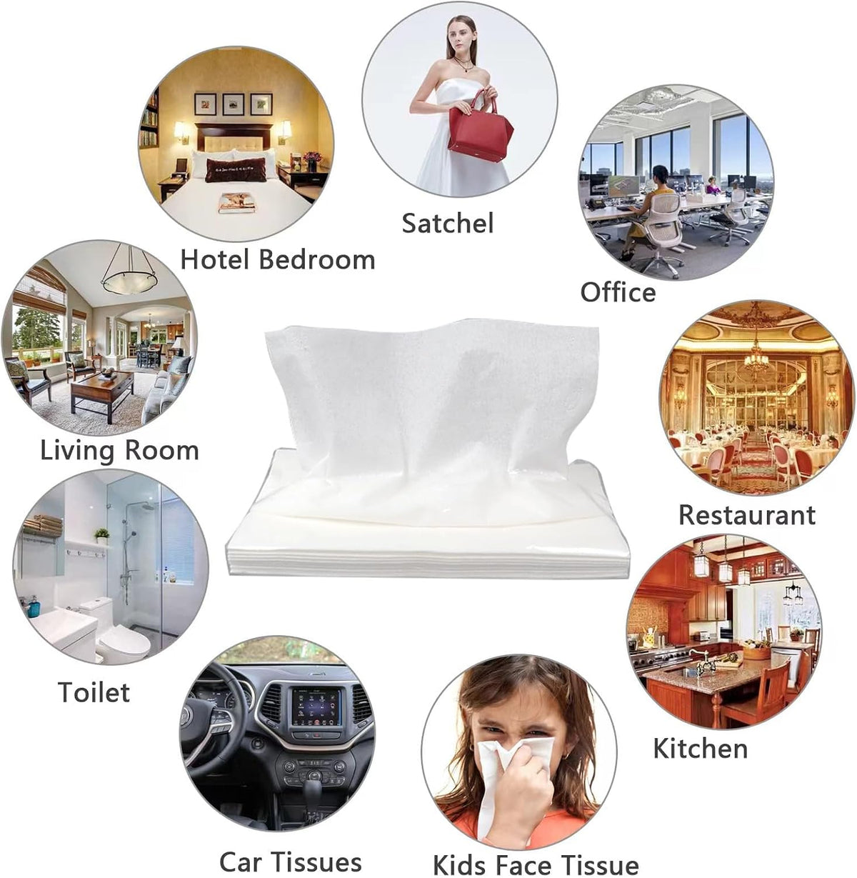 12 Bags Car Tissue Refills, 360 Sheets Car Travel Napkins, Disposable White Facial Tissues for Visor Holder