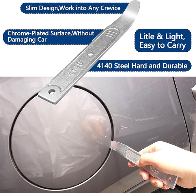 4140 Pry Tool, 2pcs Pry Bar Trim Removal Tool, Pocket Pry Bar, Car Trim Removal Tool Kit, Easily Removes Trim, Paneling, Sheet Metal, Fasteners, and More (2)