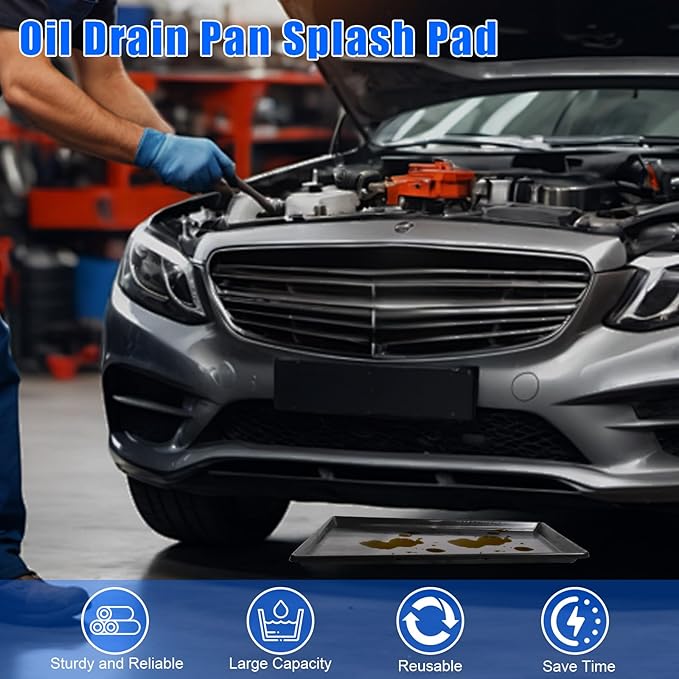 9 Pack Extra Large Oil Drip Pan, 35.4 x 24 x 1.6 In Oil Change Drain Pan, Plastic Oil Drip Tray for Under Car, Oil Catch Pan Tray for Floor Protection, Fridges, Washing Machines, Cat Litter Box Bottom