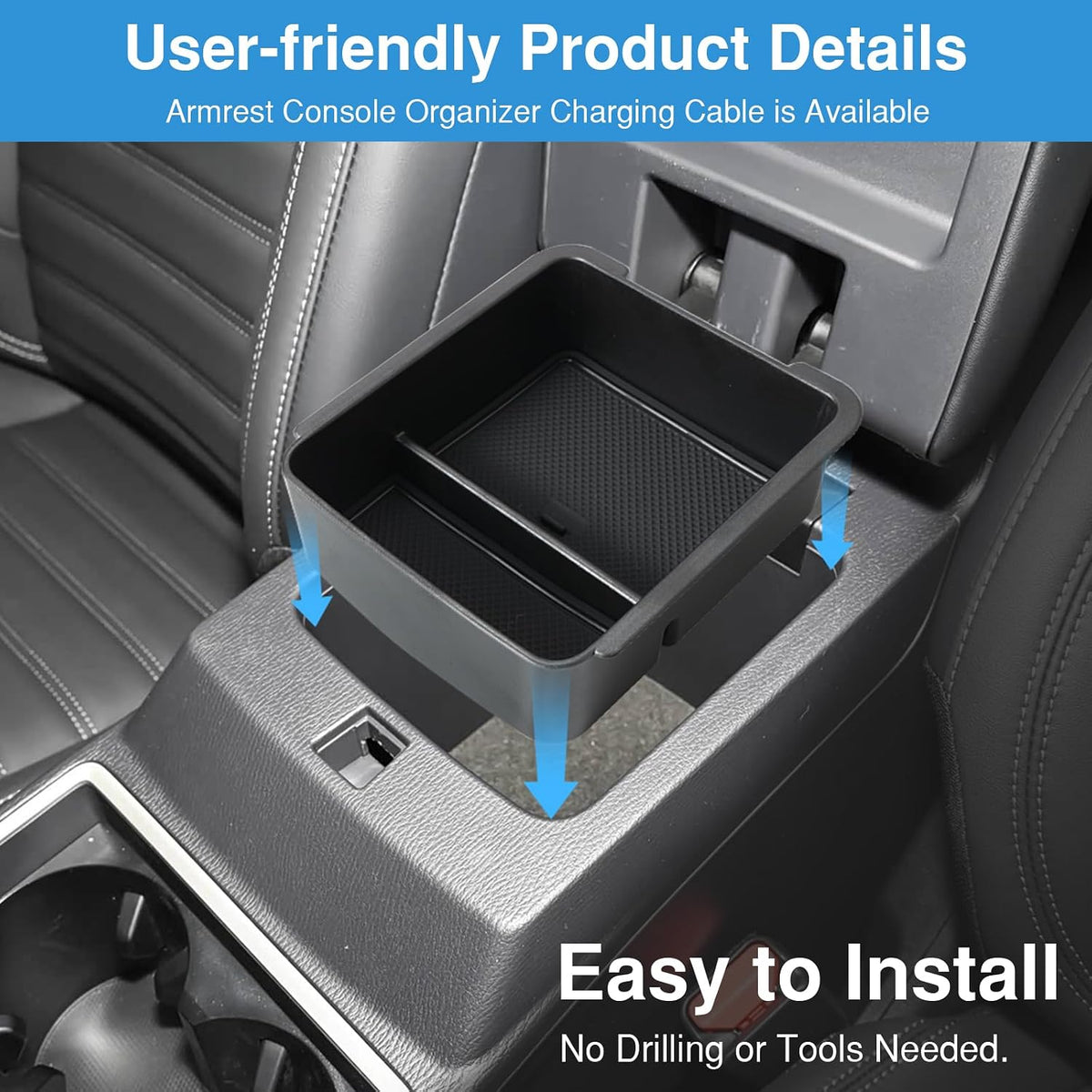 Center Console Organizer Tray for Mitsubishi Outlander 2022-2025 2026 Accessories (NOT for Outlander Sport), Armrest Storage Box Insert Tray with Non-Slip Smooth Silicone Liners Car Organizer