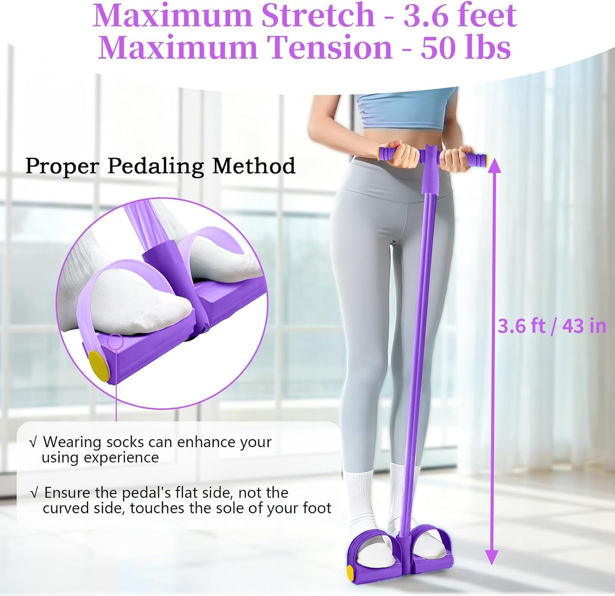 Pedal Resistance Bands by Skiennix - Durable 6-Tube Fitness Bands for Abdomen, Waist, Arms & Legs