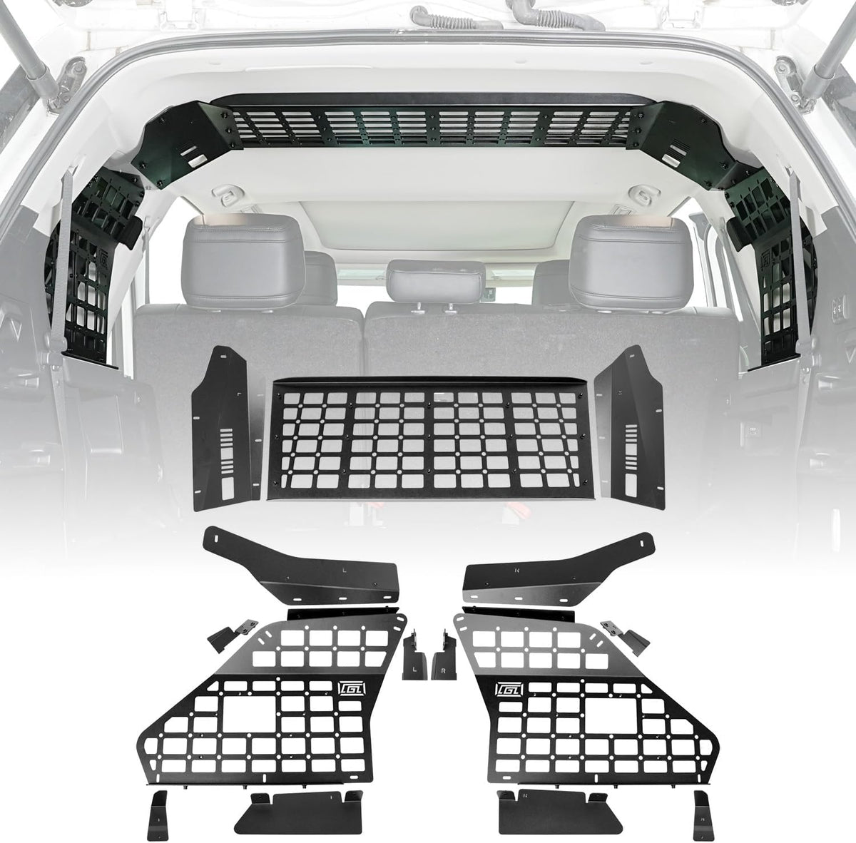 HIGH FLYING Car Accessories for Toyota Sequoia 2023 2024 2025 2026 Modular System Storage Molle Panels Trunk Shelf Storage Trunk Organizer Aluminum Alloy (Side Panel+Roof Panel)